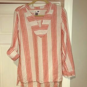 Old Navy Tunic Linen Red & White -Small